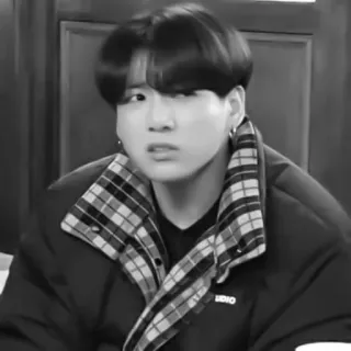 🙄 Jungkook Jungkook, BTS, K-pop, Cantante, Celebridad, Blanco y negro telegram sticker