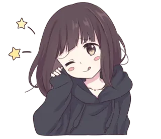 😃 Anime, Desenho animado, Menina, Kawaii, Fofo, Piscadela telegram sticker