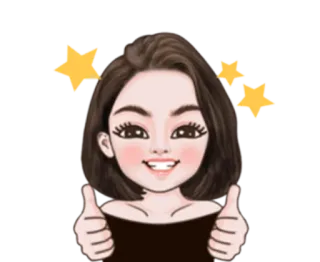 👩 Палец вверх, Звезды, Позитив, Мультфильм, Девушка telegram sticker