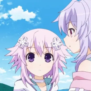 😲 Neptune Hyperdimension Neptunia anime, cartone animato, Nettuno, Hyperdimension Neptunia, capelli viola telegram sticker
