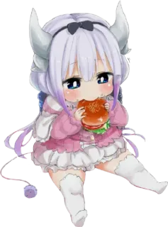 😋 Kanna Kamui Miss Kobayashi's Dragon Maid Anime, Chibi, Drago, Carino, Cibo, Kanna Kamui telegram sticker