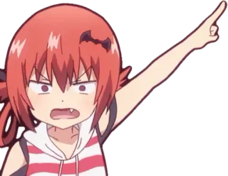 👆 Satania McDowell Kurumizawa Gabriel DropOut anime, satania, gabriel dropout, demon, angry, pointing, cartoon telegram sticker