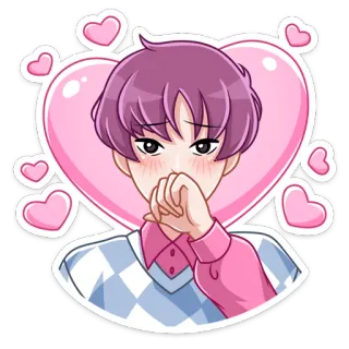 ❤️ Anime, Chico, Corazón, Amor, Dibujo animado, Lindo telegram sticker