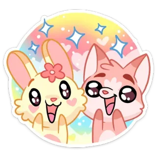 🤩 cute, cartoon, bunny, fox, sticker, kawaii, animals telegram sticker