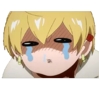 😭 Anime, Llorando, Triste, Lágrimas, Emoción, Pelo rubio telegram sticker