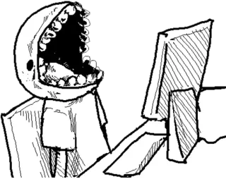 😵 computer, pacman, cartoon, art, horror, drawing, creepy telegram sticker