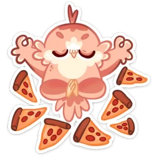 🍕 bird, owl, pizza, cute, food, cartoon, sticker, funny telegram sticker