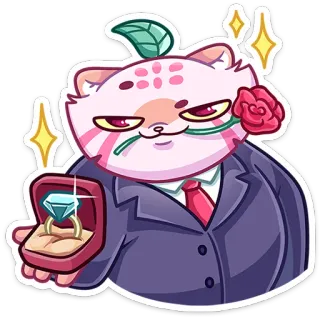 💍 kot, pierścionek, diament, ślub, zaręczyny, oświadczyny whatsapp sticker