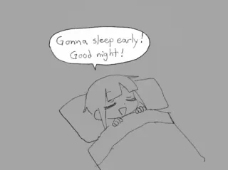 🛏 Gonna sleep early! Good night! dormir, temprano, noche, buenas noches, dibujos animados, dibujo whatsapp sticker