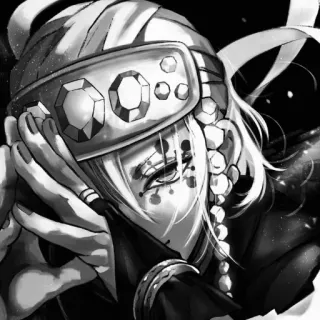 🌌 Tengen Uzui Demon Slayer Anime, Demon Slayer, Manga, Tengen Uzui, Hitam Putih telegram sticker