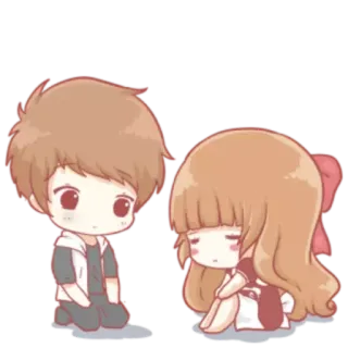 😔 anime, couple, sad, cartoon, relationship, manga, chibi telegram sticker