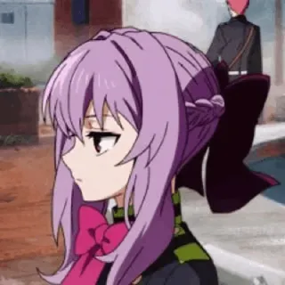 ♟ Anime, Militäruniform, lila Haare, Charakter, Mädchen telegram sticker