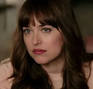 🧐 wanita, berambut cokelat, potret, dakota johnson, aktris telegram sticker