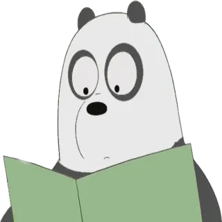 😶 Panda We Bare Bears Панда, Мы обычные медведи, Мультфильм, Чтение whatsapp sticker