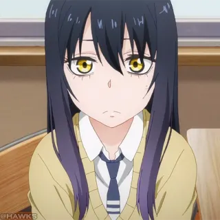 ☠️ Anime, Garota, Uniforme escolar, Cabelo comprido, Olhos amarelos telegram sticker