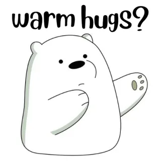 🐻‍❄️ Ice Bear We Bare Bears warm hugs? ours polaire, dessin animé, câlins chaleureux, mignon, amical, We Bare Bears, Ice Bear whatsapp sticker