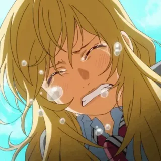 😭 Kaori Miyazono Your Lie in April anime, crying, sad, girl, emotional, tears telegram sticker