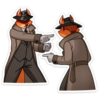 👉 raposa, gabardine, chapéu, apontando, meme telegram sticker
