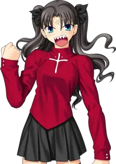 👊 Rin Tohsaka Fate/stay night Anime, Chica, Enojada, Personaje, Tohsaka Rin whatsapp sticker