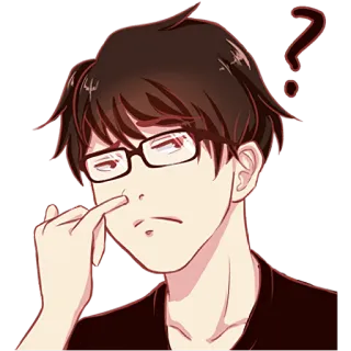 🤨 Kartun, Kacamata, Pertanyaan, Anime, Tidak yakin, Ragu telegram sticker
