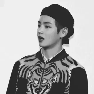 🗝 V 뷔, 김태형, BTS, K팝, 가수, 아이돌, 베레모 telegram sticker