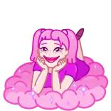 😁 pink, cloud, girl, cartoon, cute, dreamy telegram sticker