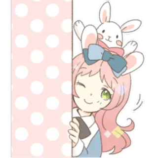 👀 Аниме, Девушка, Кролик, Милый, Каваий, Наклейка telegram sticker