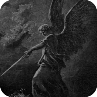 🫥 Angel angel, sword, warrior, wings, gothic, dark, weapon telegram sticker