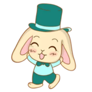 🤗 coelho, desenho animado, animal, fofo, chapéu, celebração, feliz telegram sticker