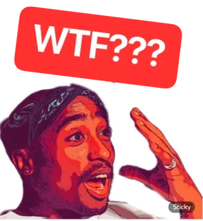 😮 Tupac WTF??? tupac, wtf, surprise, question, sticker whatsapp sticker