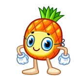 👋 ananas, dessin animé, fruit, mignon, autocollant telegram sticker
