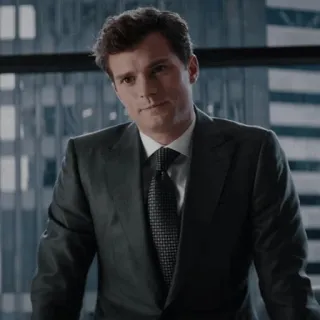 🍂 Christian Grey Fifty Shades of Grey Geschäftsmann, Anzug, attraktiv, Büro, grau whatsapp sticker
