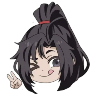 🏵 Anime, Cartone animato, Occhiolino, Segno di pace, Carino telegram sticker