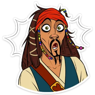 😳 Jack Sparrow Pirates of the Caribbean pirate, captain, surprise, shocked, movie character, cartoon, sticker telegram sticker