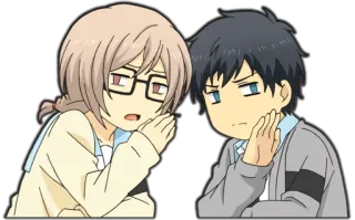 😐 animé, personnages, amis, émotion, dessin animé whatsapp sticker