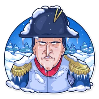 🥶 Napoleon Napoleão, Francês, Figura histórica, Líder militar, Chapéu, Neve, Inverno telegram sticker