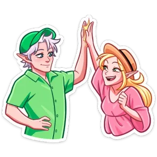 😍 Дай пять, Мультфильм, Эльф, Наклейка, Праздник, Дружба telegram sticker