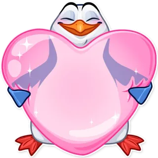 ❤️ pinguin, herz, liebe, valentinstag, niedlich, rosa, cartoon, emoji telegram sticker