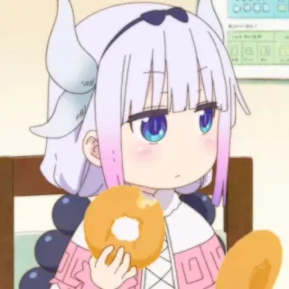 🍚 Kanna Miss Kobayashi's Dragon Maid Anime, Kanna, Dragão, Maid, Kawaii, Fofo, Chibi, Rosquinha whatsapp sticker