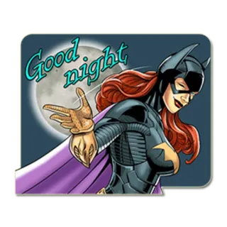 🌠 Batgirl Good night コミック, バットマン, ヒーロー, スーパーヒーロー, 夜 telegram sticker