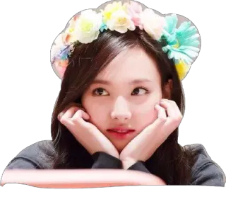 😢 donna, corona di fiori, ritratto, ragazza, carina telegram sticker