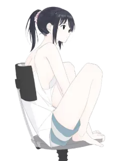 😕 chica anime, dibujo animado, mujer, mujer, sentada telegram sticker
