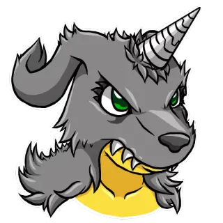 😠 sticker, cartone animato, mostro, unicorno, lupo, fantasy, animale telegram sticker