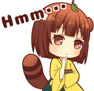 😶 Hmm... pensando, chibi, fofo, hmm telegram sticker