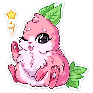 😉 き mignon, animal, kawaii, japonais, étoile, plante, rose, dessin animé telegram sticker
