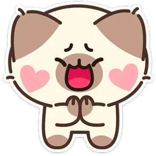 🙏 chat, kawaii, mignon, coeurs, joyeux, adorable telegram sticker