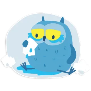 😭 owl, sad, crying, tears, blue, cartoon telegram sticker
