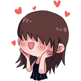 ❤️ desenho animado, corações, fofo, feliz, garota, amor whatsapp sticker