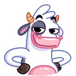 😏 cow, animal, cartoon, mammal, funny telegram sticker