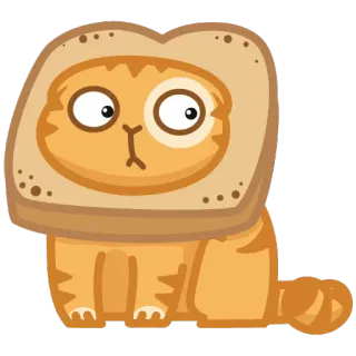 😒 kat, brood, dier, grappig, toast, eten, kitten, cartoon whatsapp sticker